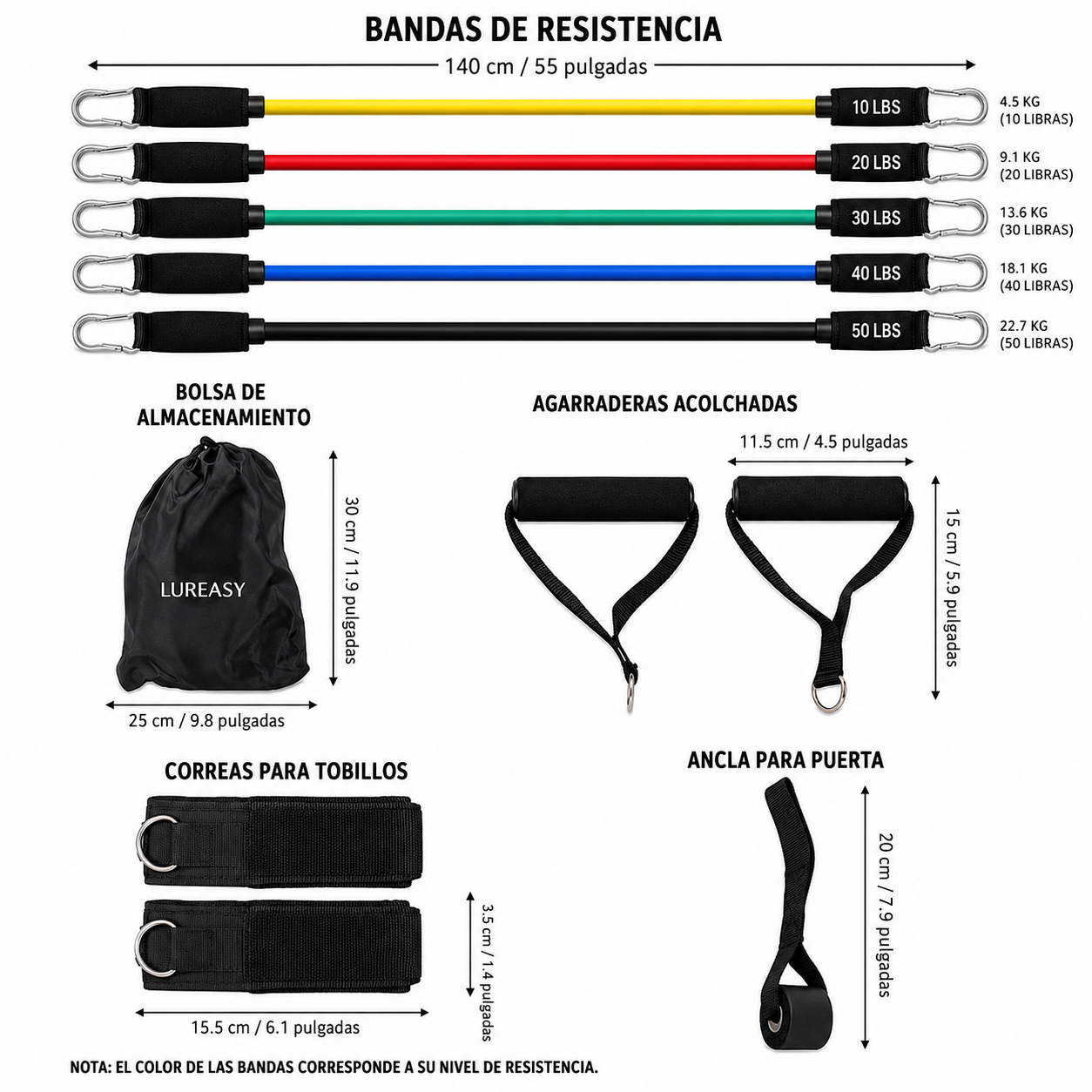 Kit de Bandas Elásticas Multifuncional - 11 Pzs