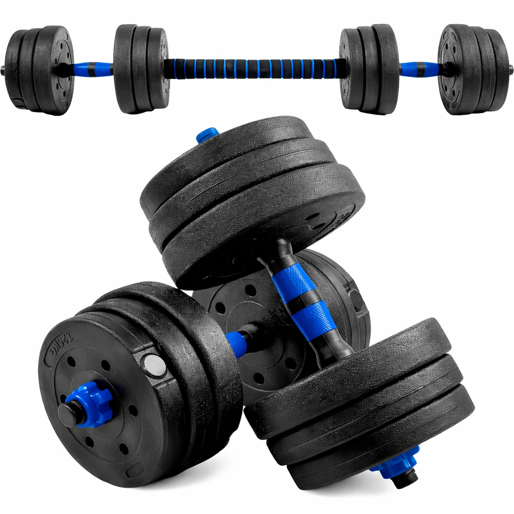 KIT DE MANCUERNAS 20KG AJUSTABLES + BARRA ACOLCHONADA 💪