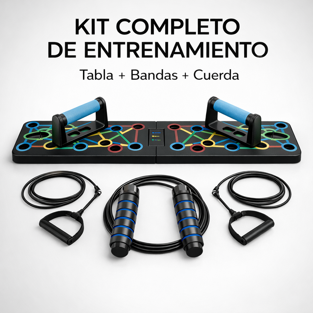 TABLA PUSHUPS + KIT DE ENTRENAMIENTO EN CASA